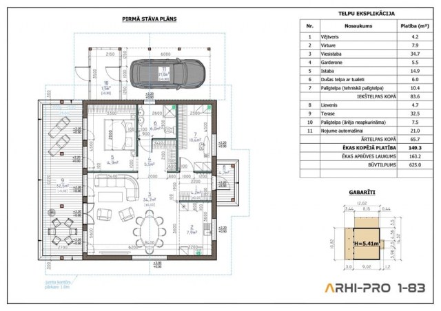 Mājas projekts Arhipro 1-83